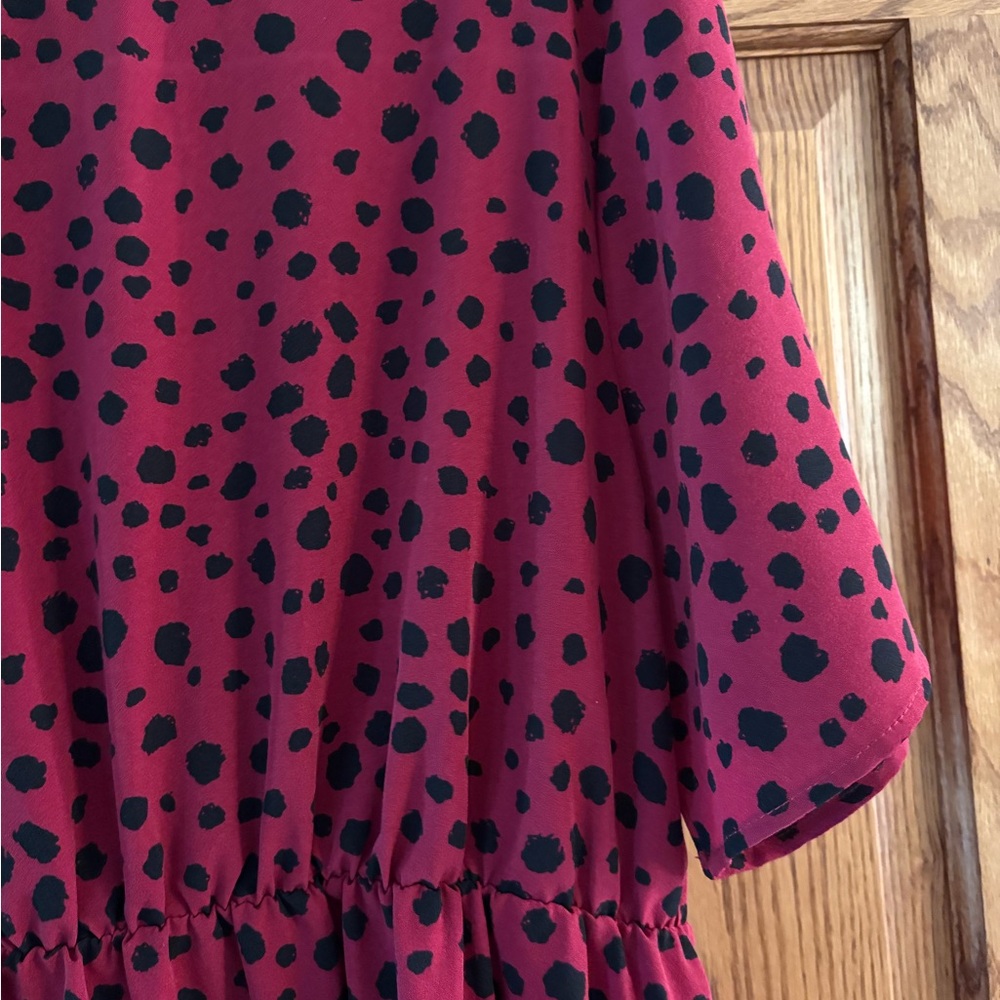 SHEIN Pink and Black Polka Dot Dress